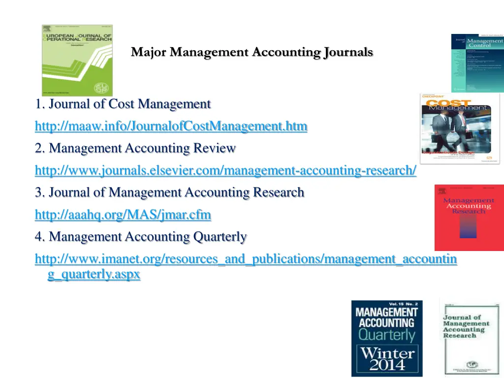 major management accounting journals