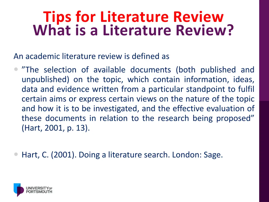 tips for literature review what is a literature