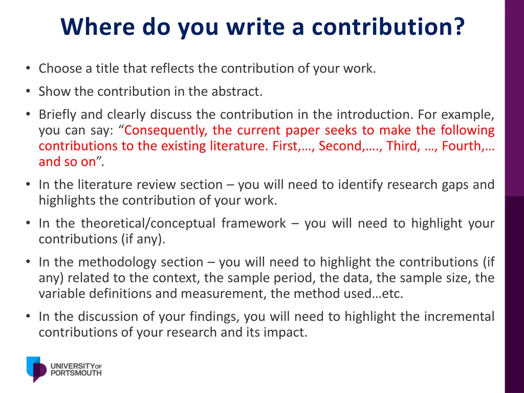 where do you write a contribution