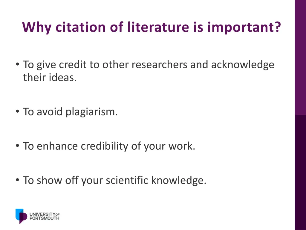 why citation of literature is important