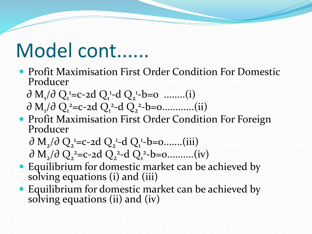 model cont profit maximisation first order