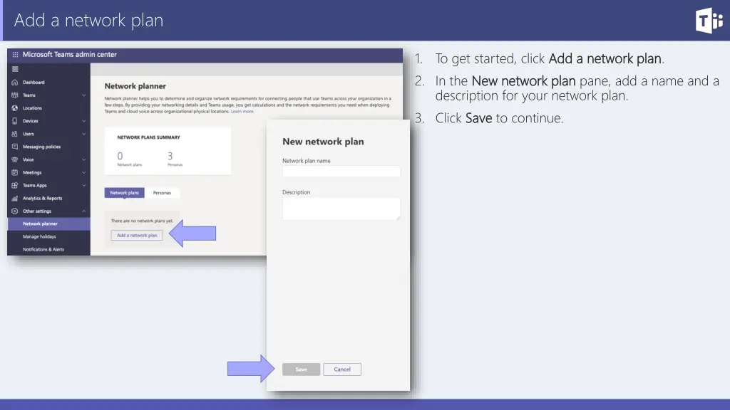 add a network plan