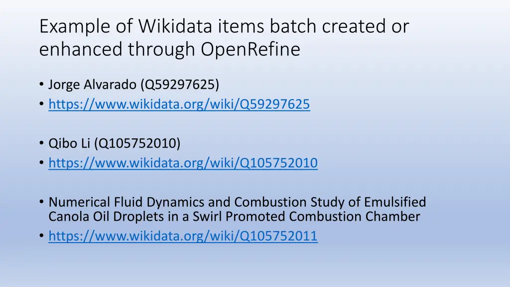 example of wikidata items batch created