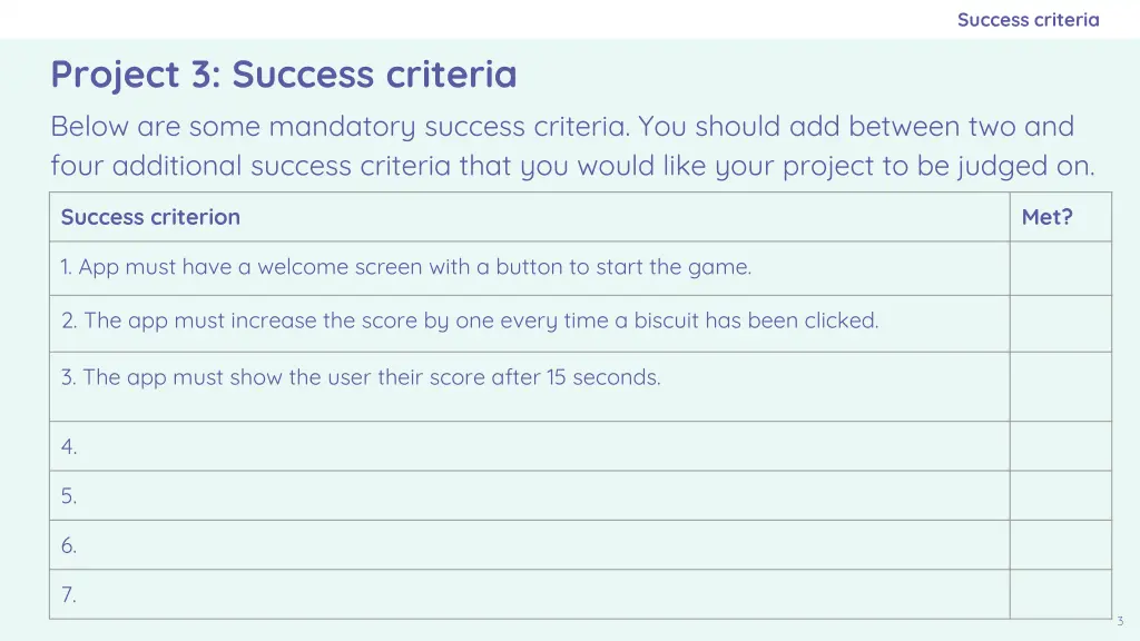 success criteria