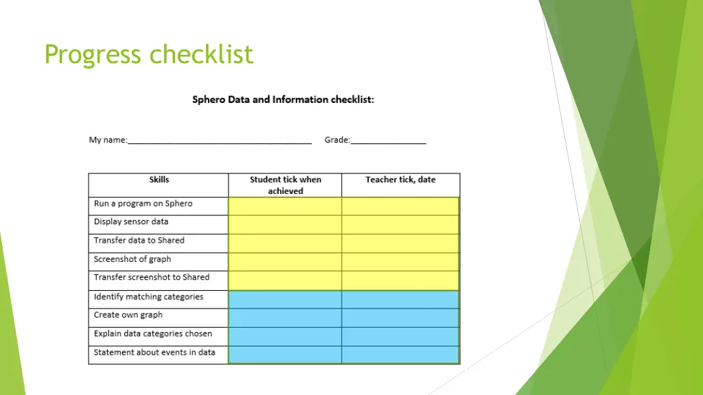 progress checklist