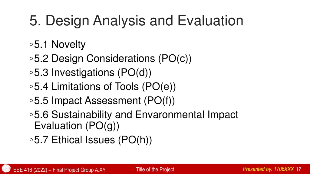 5 design analysis and evaluation