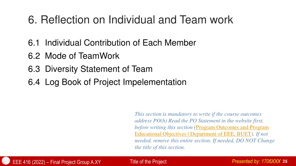 6 reflection on individual and team work