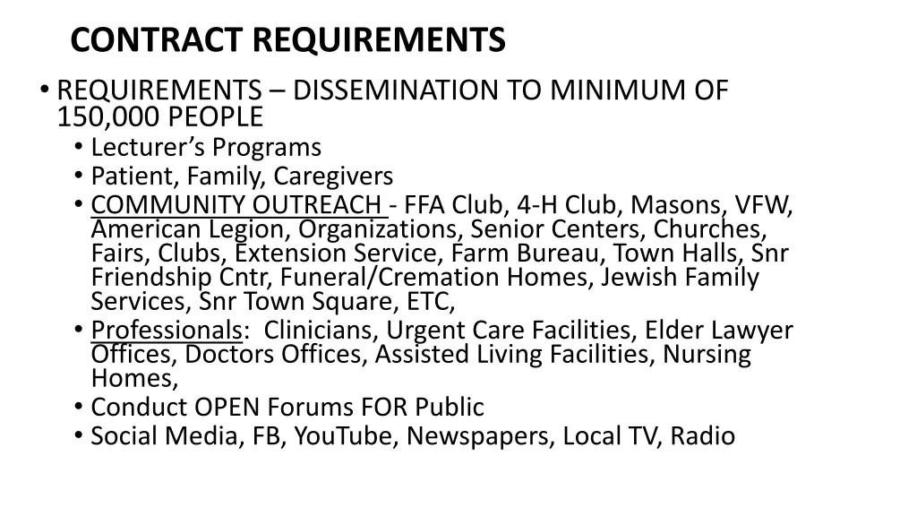 contract requirements requirements dissemination