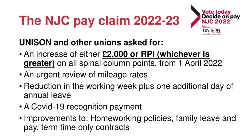 the njc pay claim 2022 23