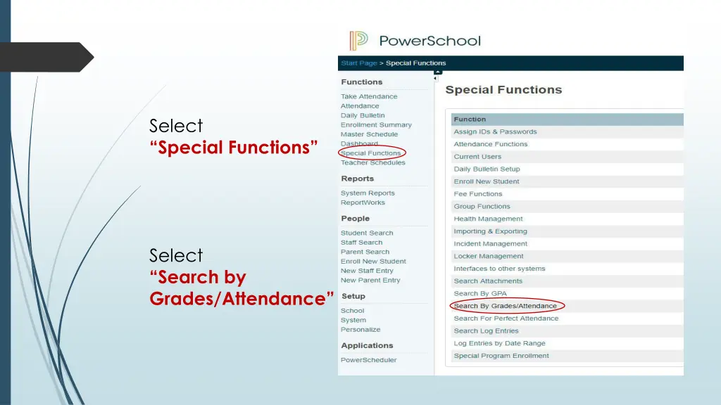 select special functions