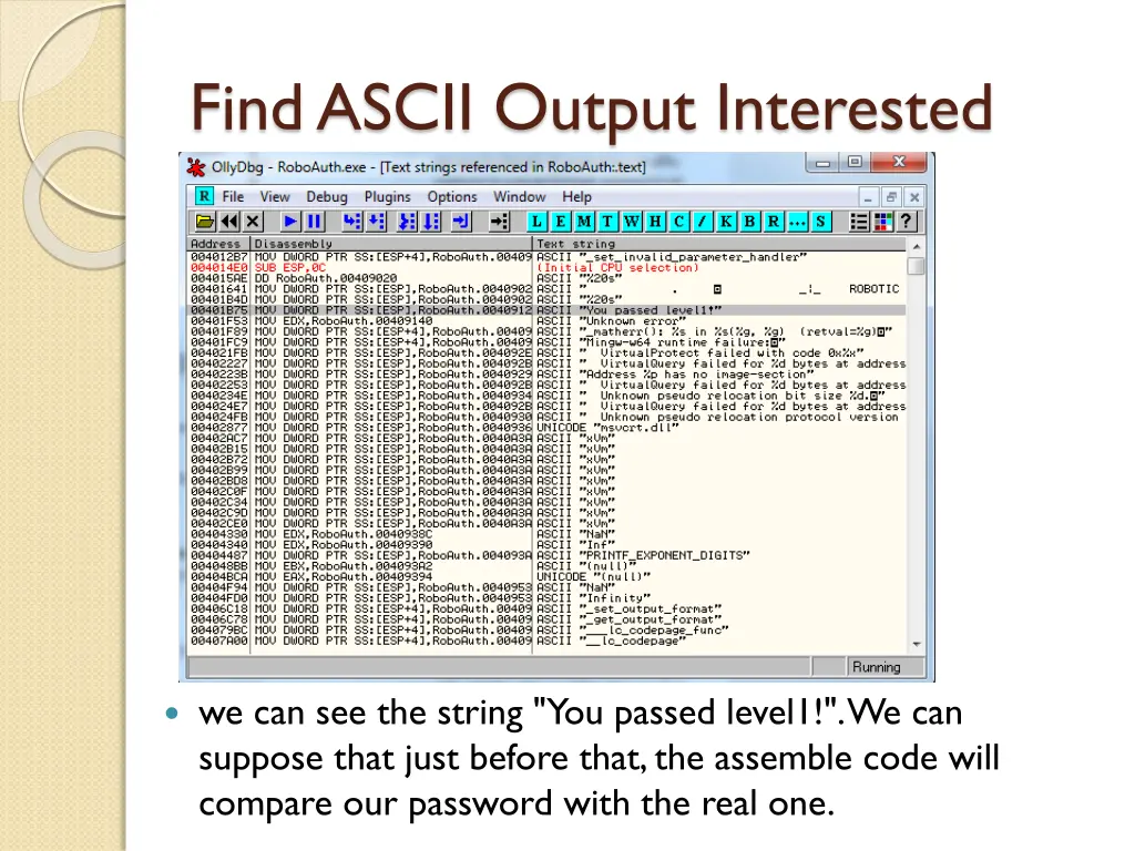 find ascii output interested