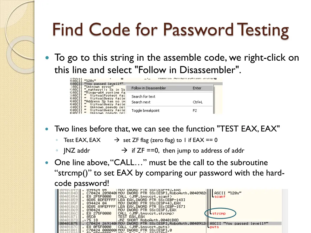 find code for password testing