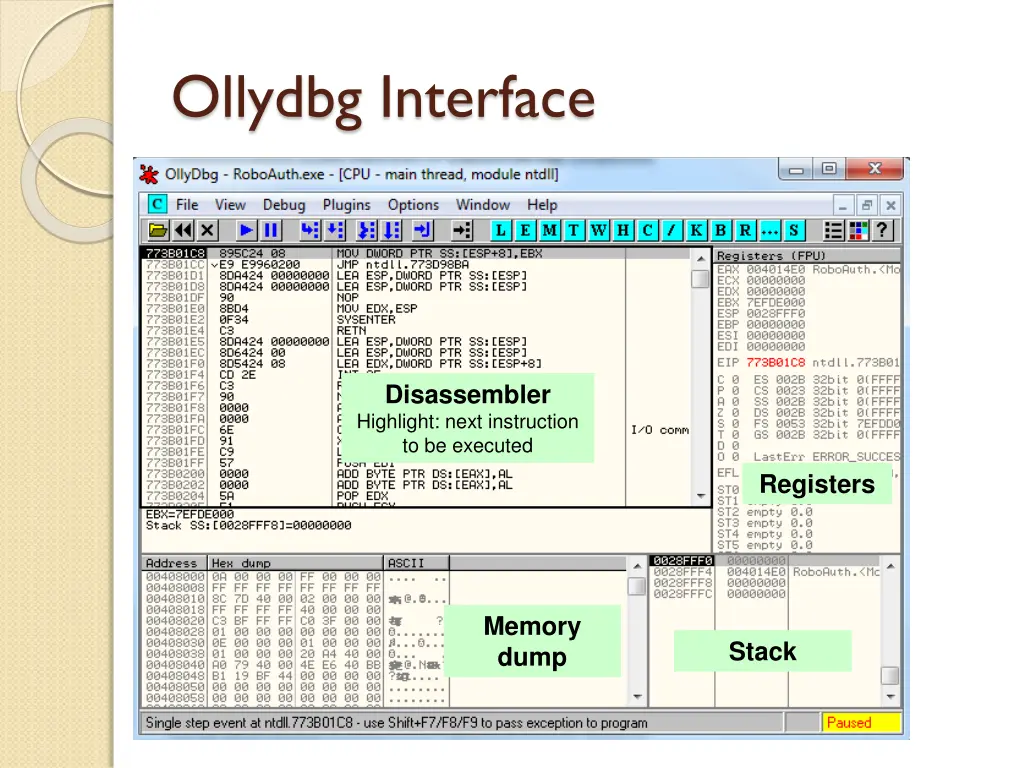 ollydbg interface