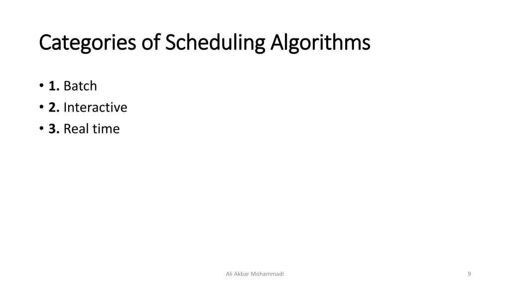 categories of scheduling algorithms categories