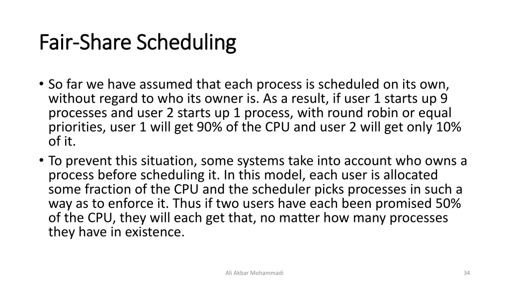 fair fair share scheduling share scheduling