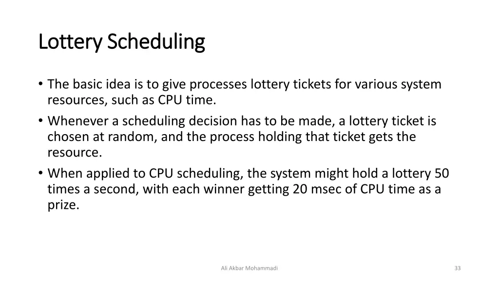 lottery scheduling lottery scheduling