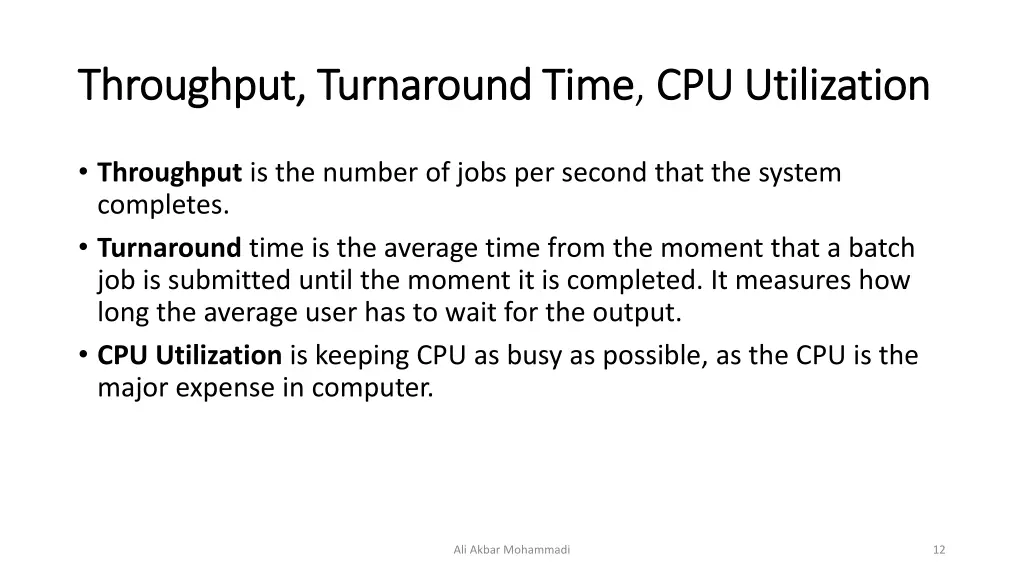 throughput turnaround time throughput turnaround