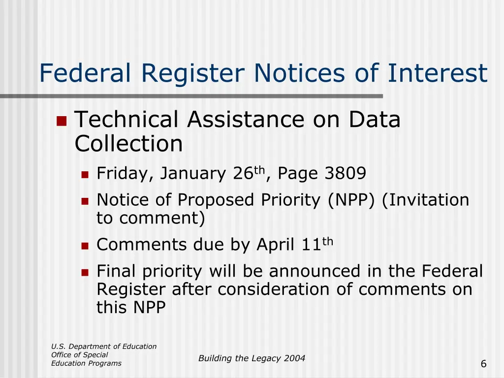 federal register notices of interest 2