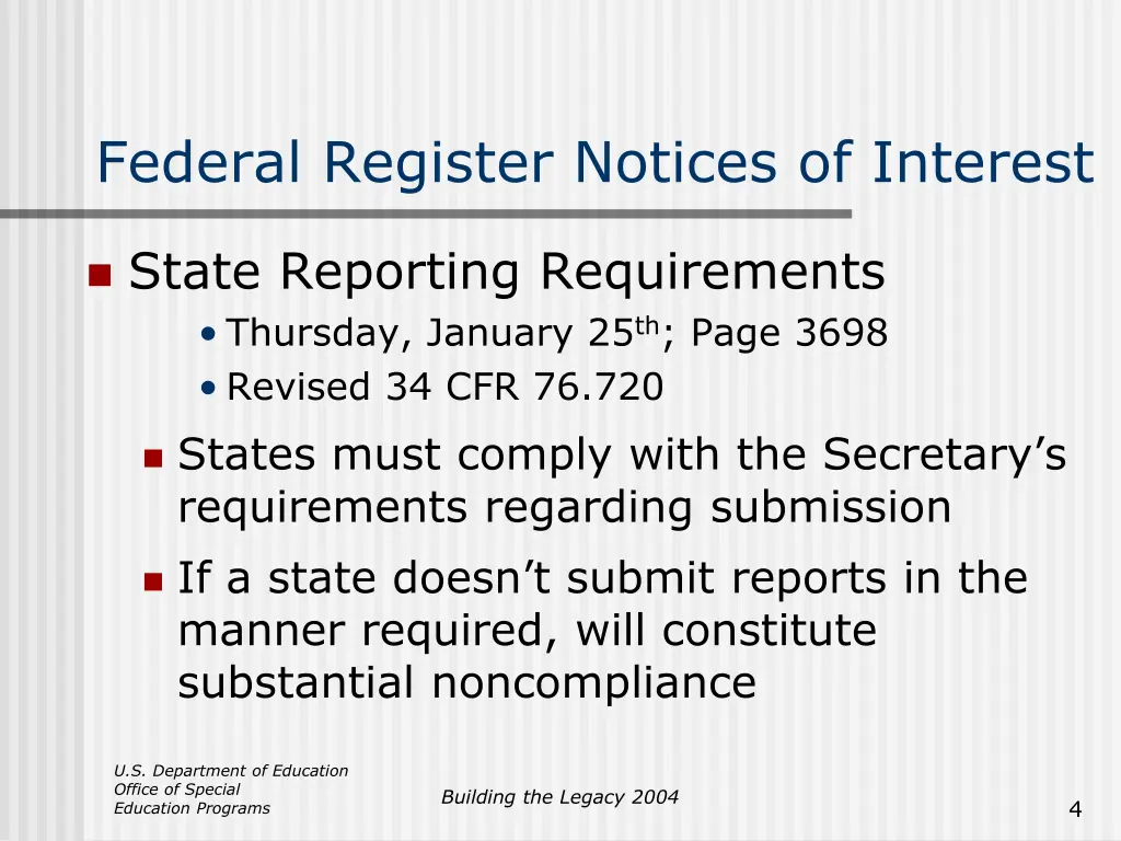 federal register notices of interest