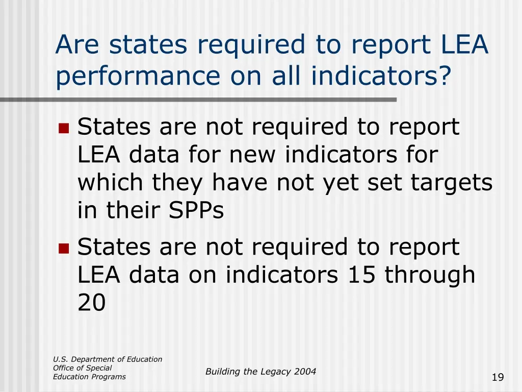 are states required to report lea performance