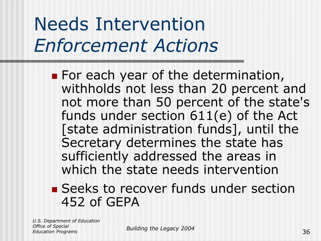 needs intervention enforcement actions 2