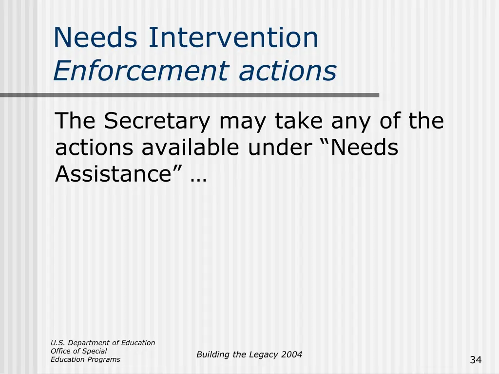 needs intervention enforcement actions