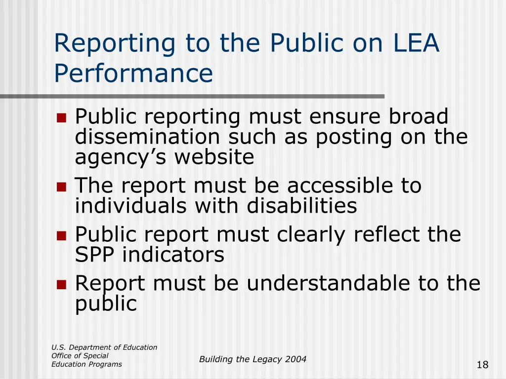 reporting to the public on lea performance