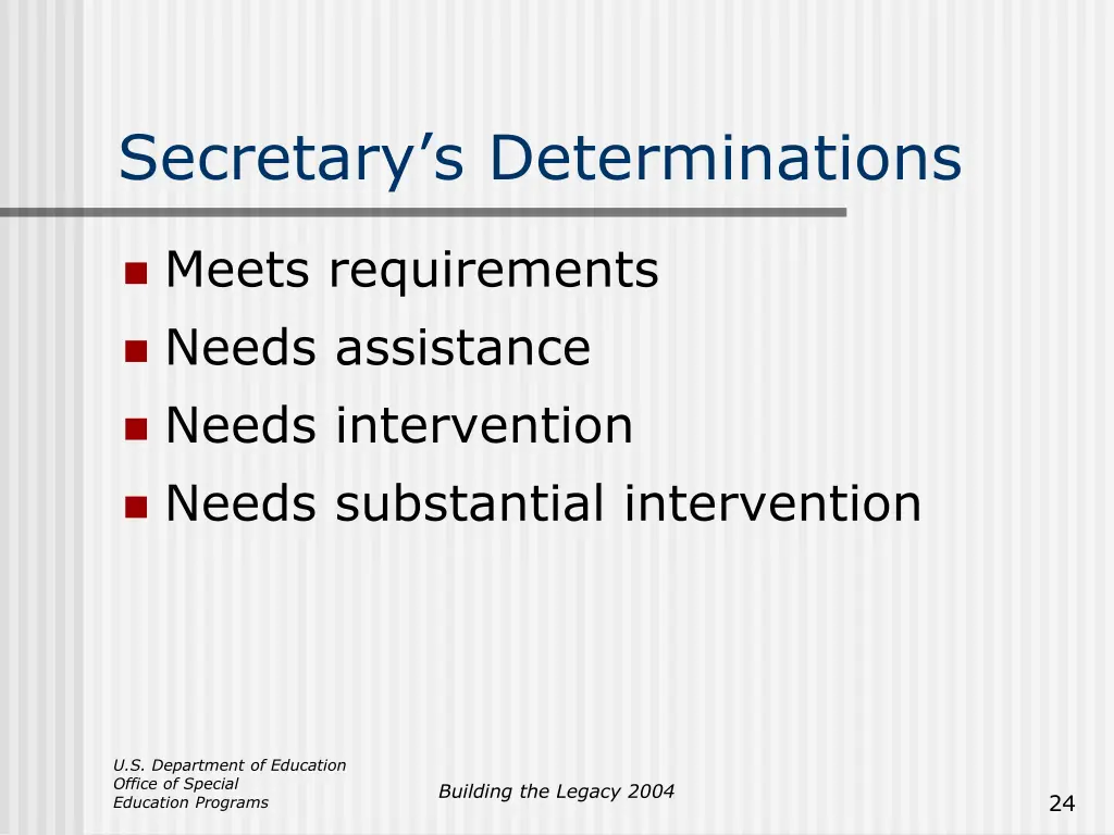 secretary s determinations 1