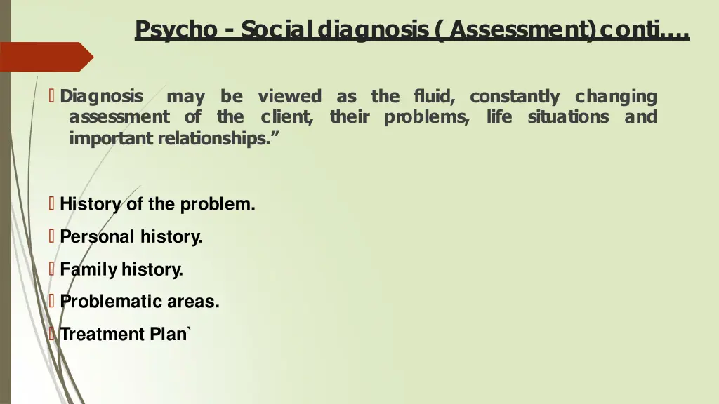 psycho socialdiagnosis assessment conti