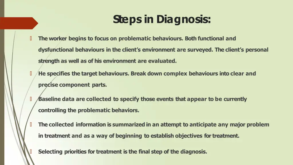 stepsin diagnosis