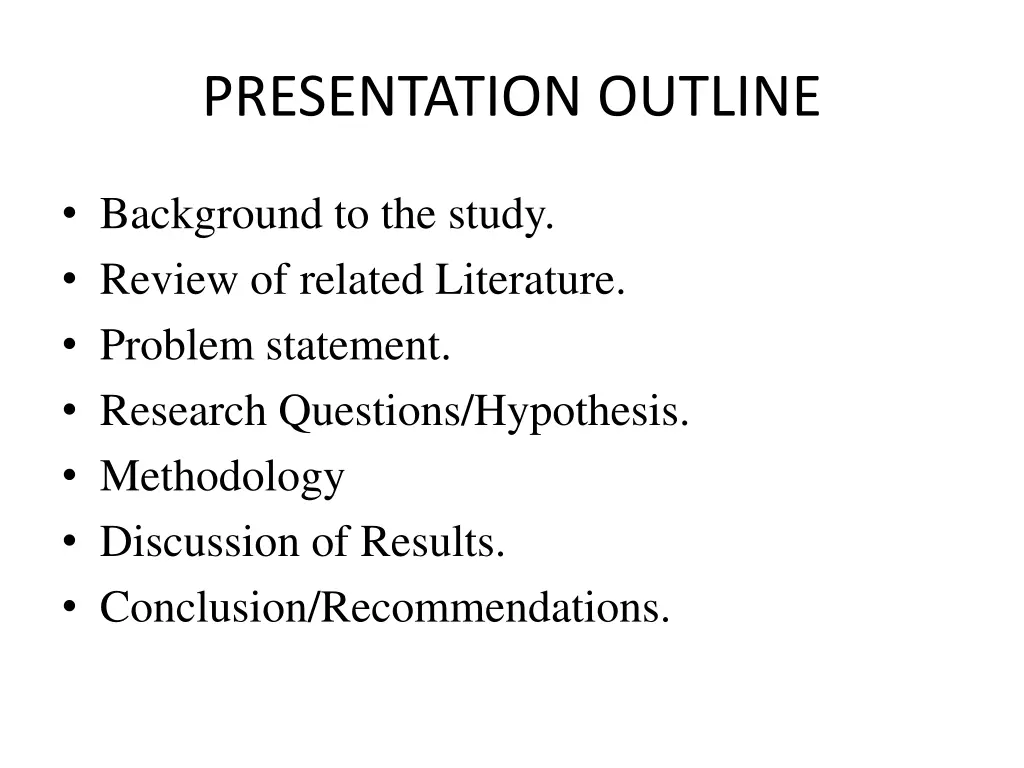 presentation outline