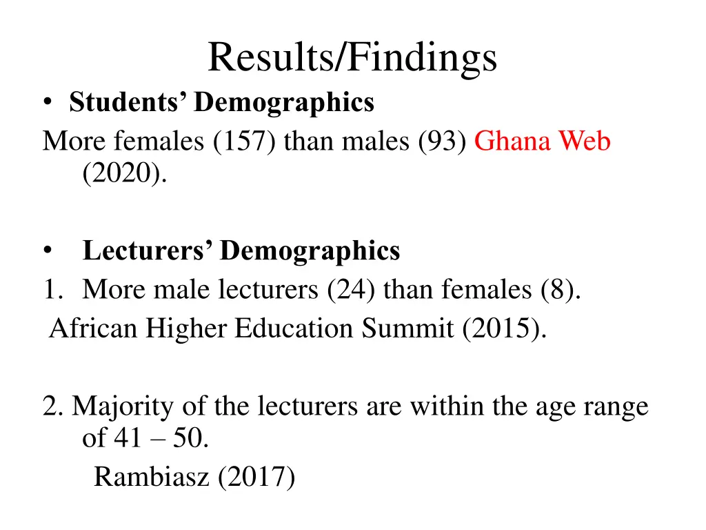 results findings