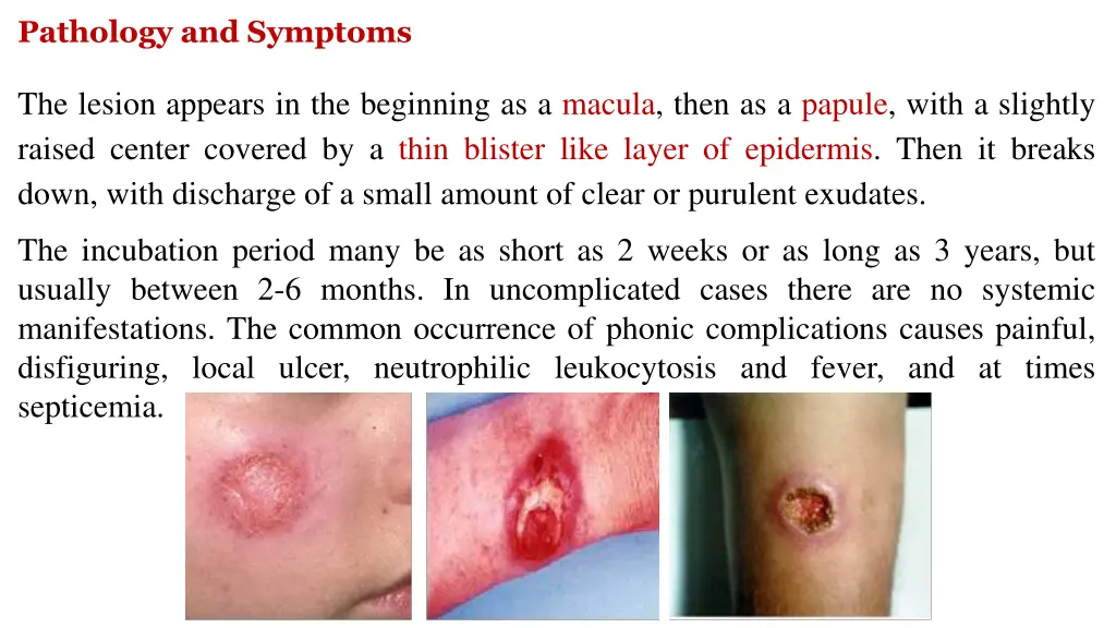 pathology and symptoms