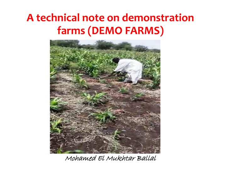 a technical note on demonstration farms demo farms