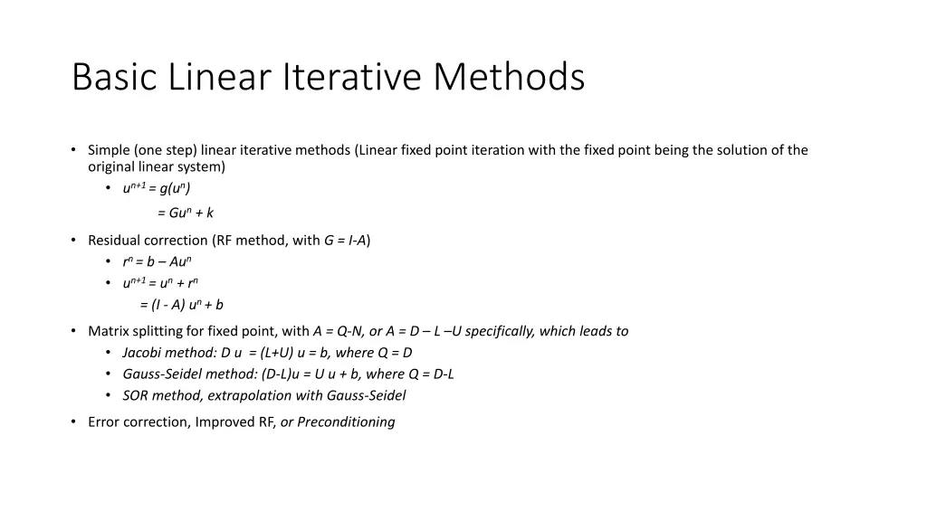 basic linear iterative methods