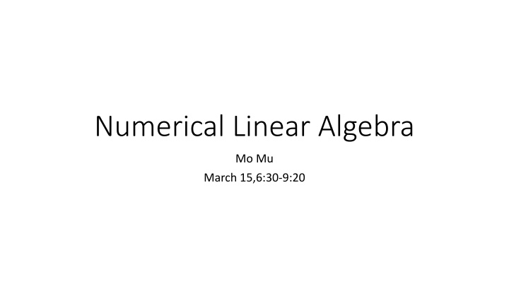 numerical linear algebra