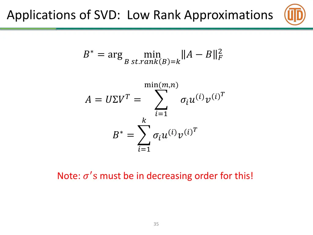 applications of svd low rank approximations