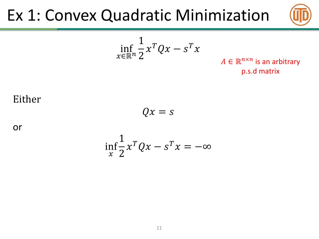 ex 1 convex quadratic minimization