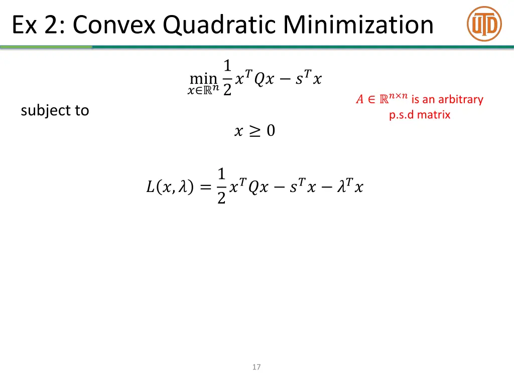 ex 2 convex quadratic minimization