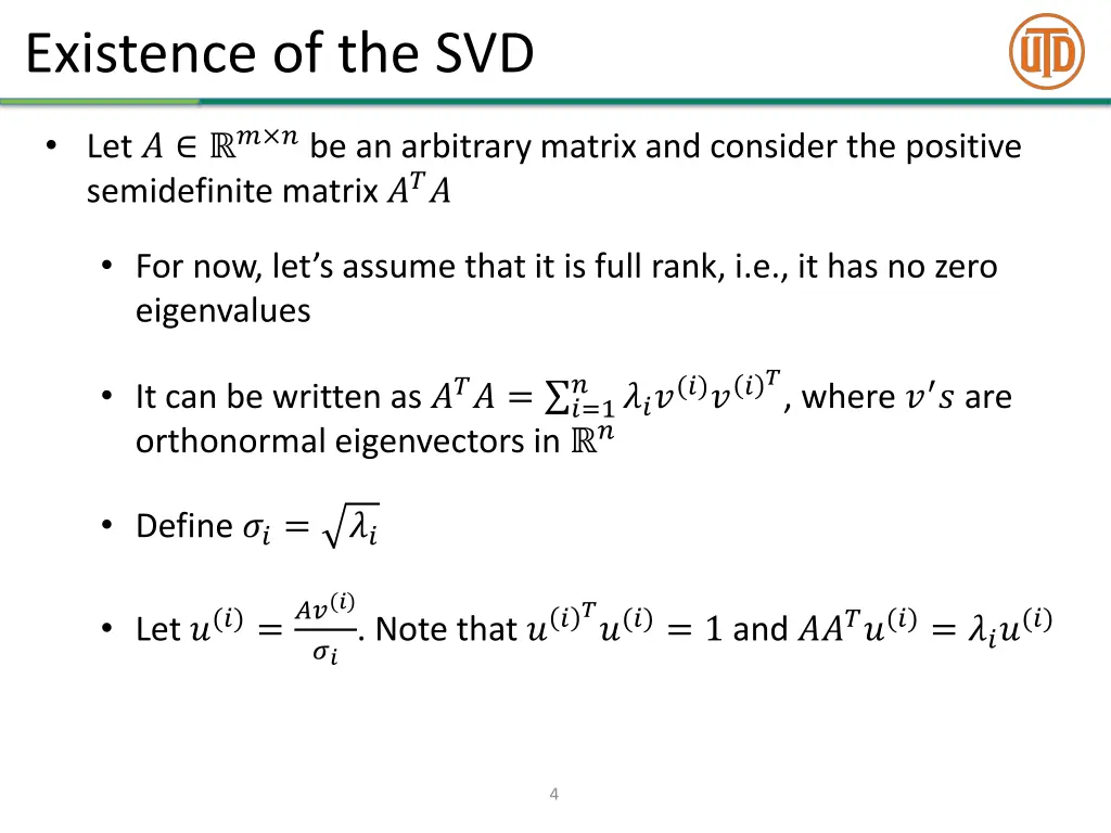 existence of the svd