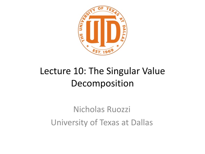 lecture 10 the singular value decomposition