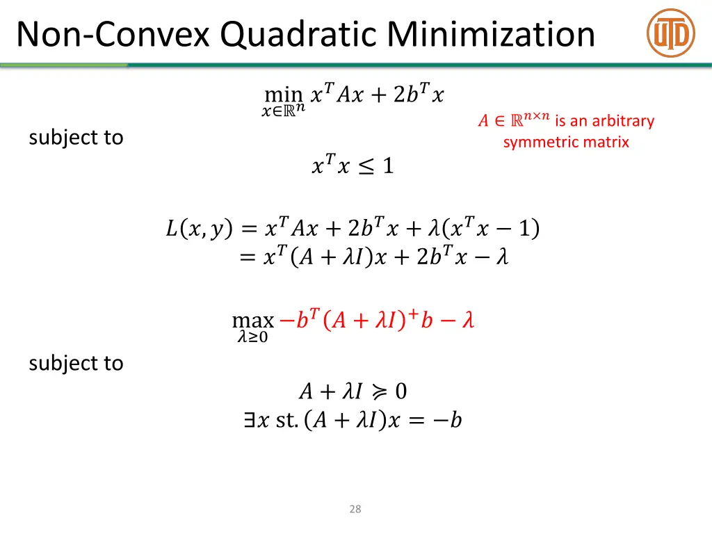 non convex quadratic minimization 5