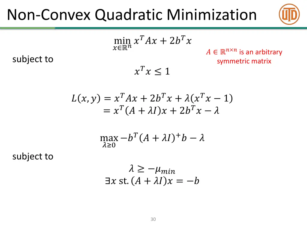 non convex quadratic minimization 6