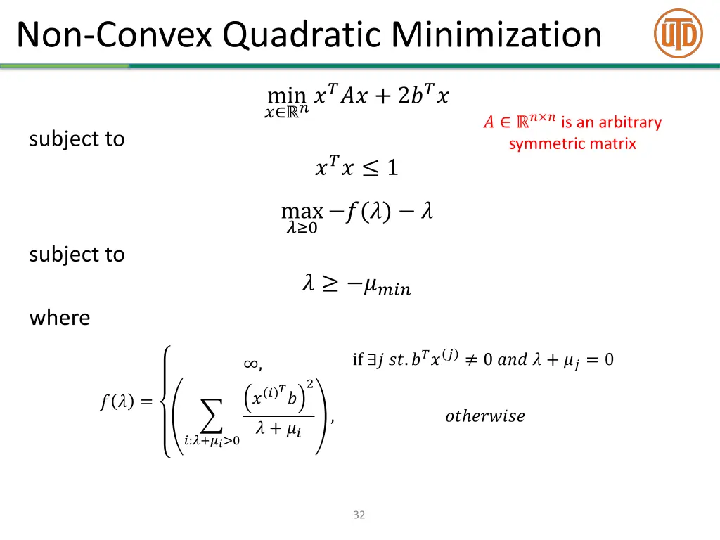 non convex quadratic minimization 7