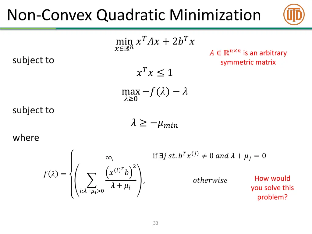 non convex quadratic minimization 8