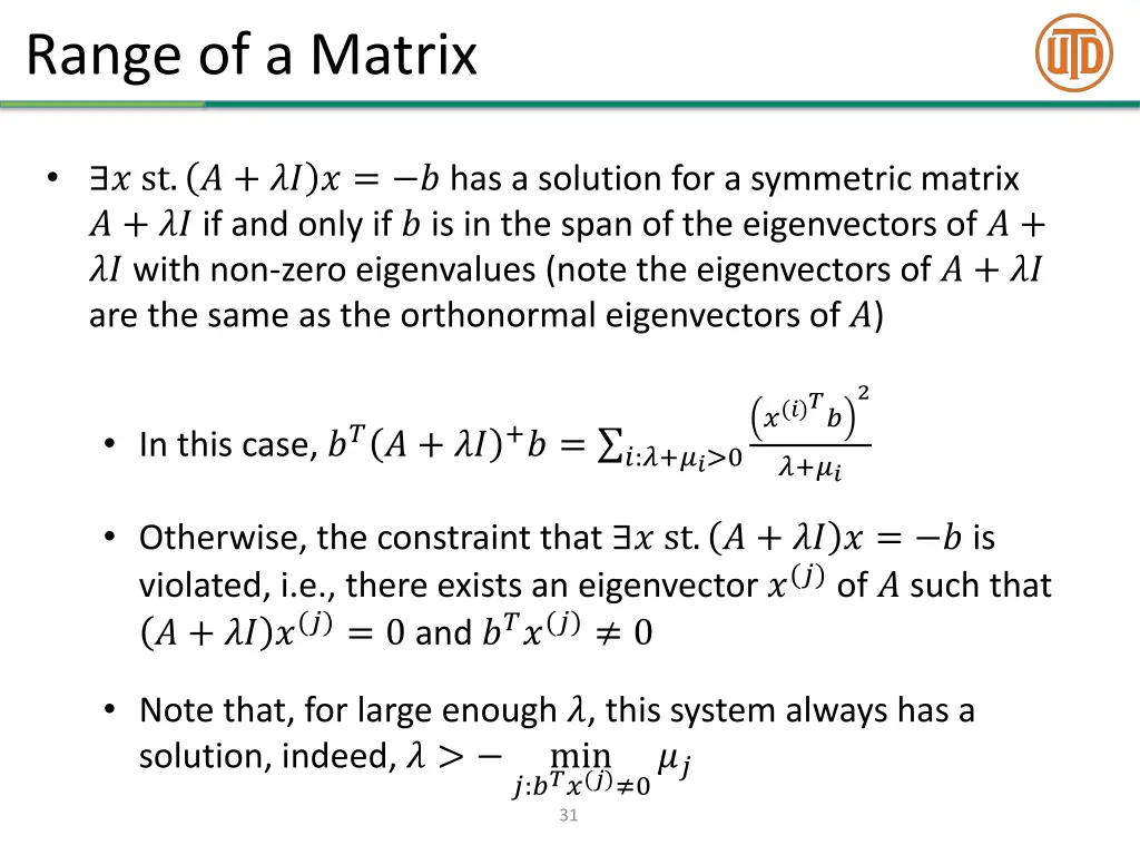 range of a matrix