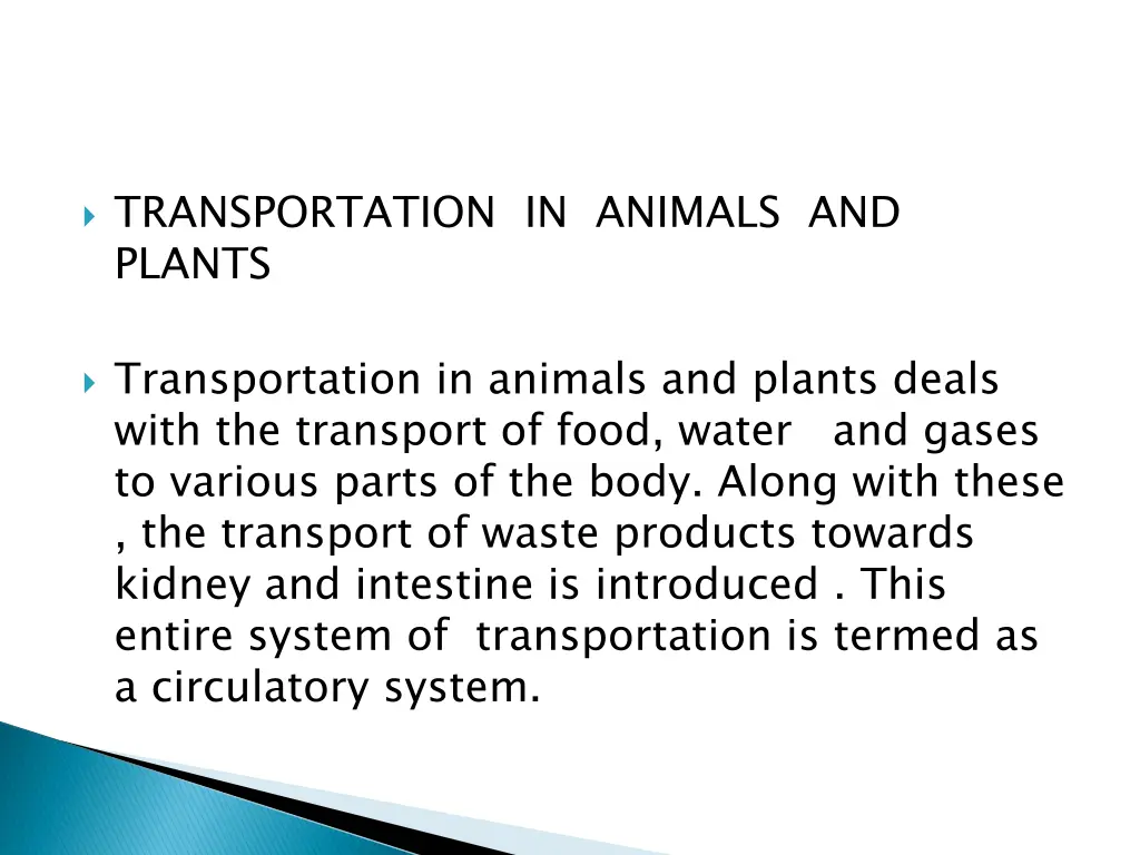 transportation in animals and plants