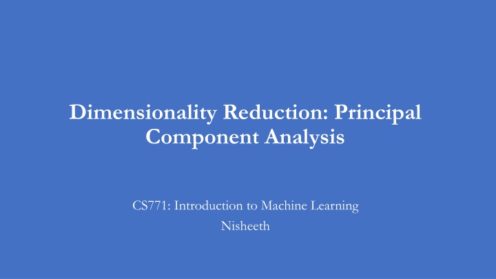 dimensionality reduction principal component