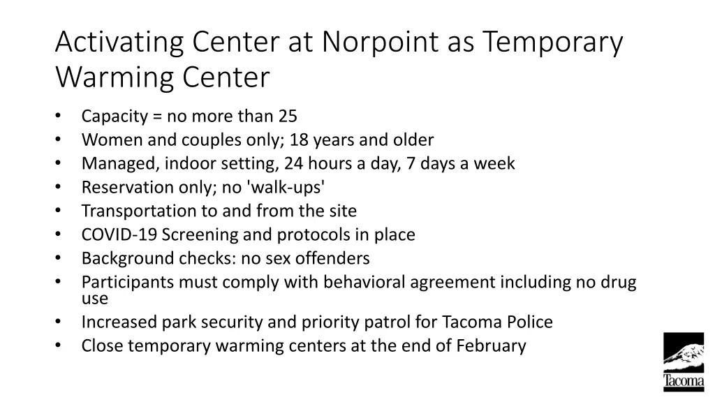 activating center at norpoint as temporary