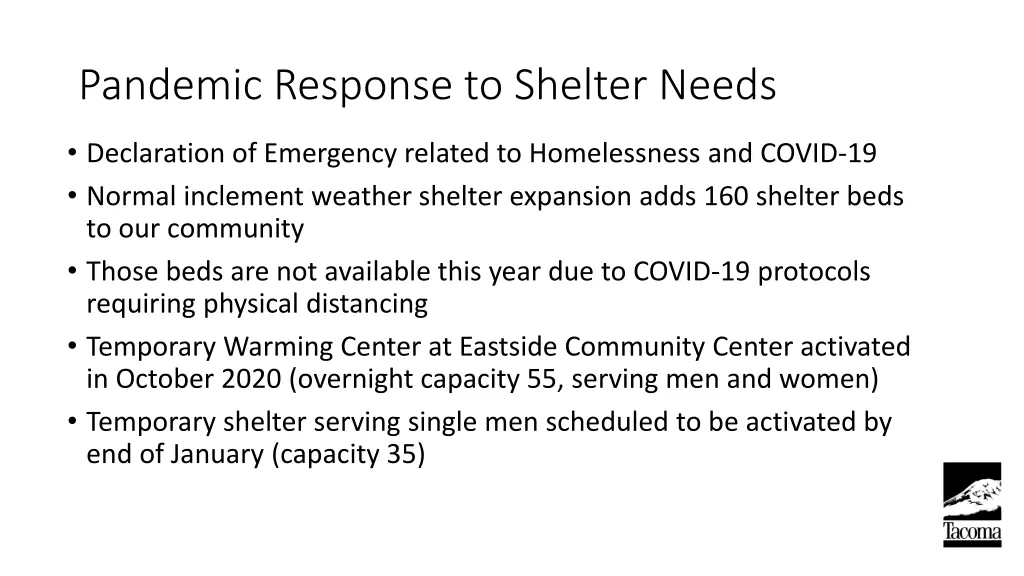 pandemic response to shelter needs